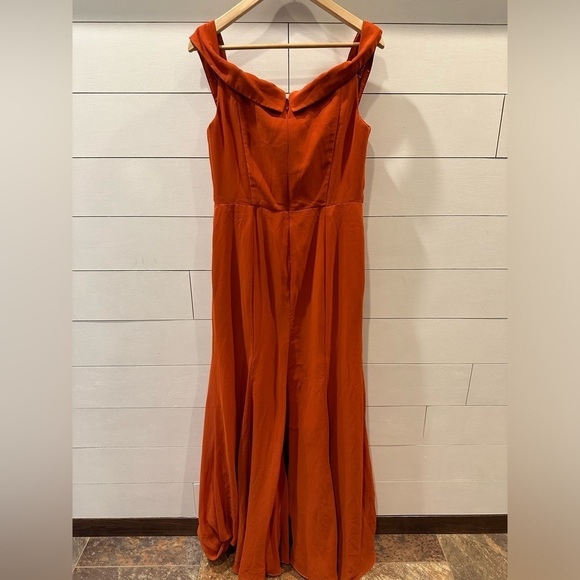 Azazie Off-Shoulder Rust Wedding Dress - Picture 3 of 8